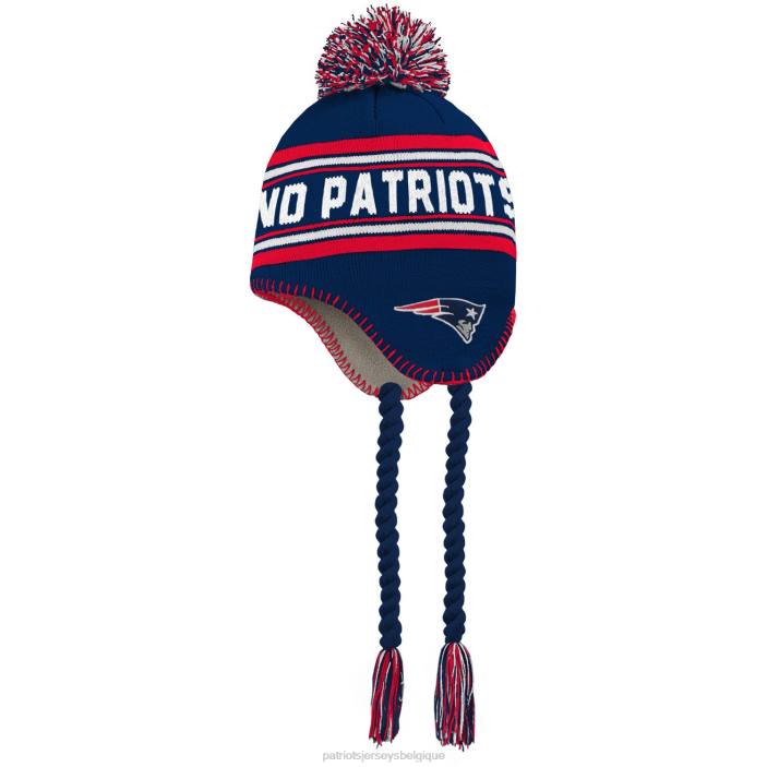 Patriots Jersey enfants bonnet en tricot jacquard bleu marine/rouge préscolaire avec pompon accessoires 864Z3003
