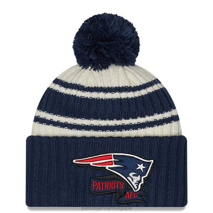 Patriots Jersey enfants bonnet en tricot à revers sport 2022 sideline sport new era crème/bleu marine accessoires 864Z2993