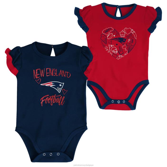 Patriots Jersey enfants body deux pièces too much love bleu marine/rouge pour nouveau-né et bébé vêtements 864Z3073
