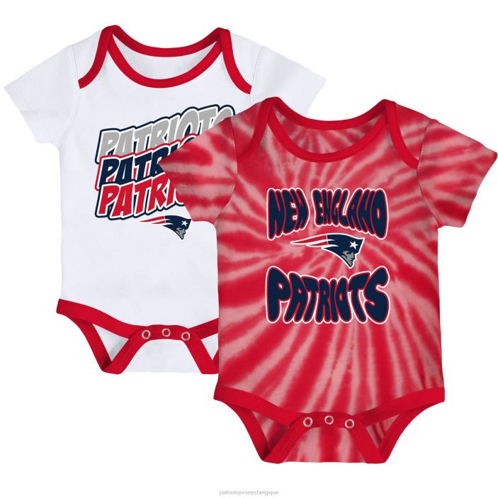 Patriots Jersey enfants ensemble de 2 bodys monterey tie-dye rouges/blancs pour nouveau-nés et nourrissons vêtements 864Z3077