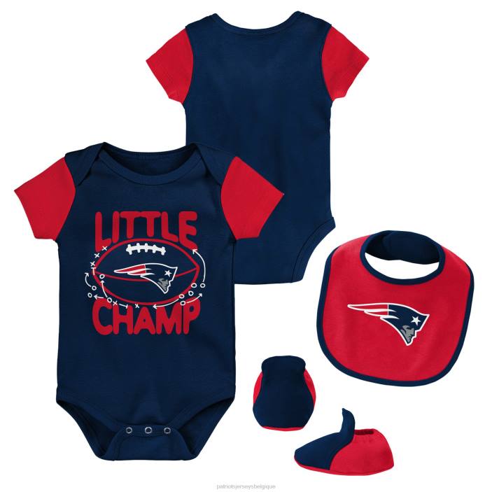 Patriots Jersey enfants Ensemble bavoir et bottillons bleu marine/rouge pour nouveau-né et bébé vêtements 864Z3069