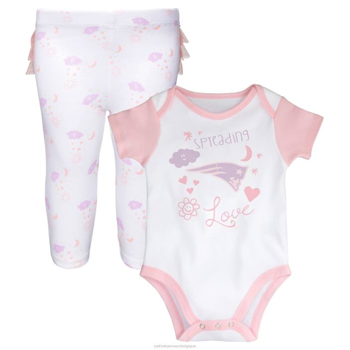 Patriots Jersey enfants Ensemble body et leggings tutu blancs pour nouveau-nés et bébés filles vêtements 864Z3074