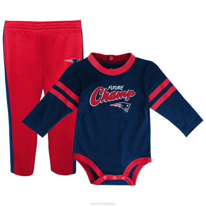 Patriots Jersey enfants Ensemble body et pantalon à manches longues Little Kicker bleu marine/rouge pour bébé vêtements 864Z3059