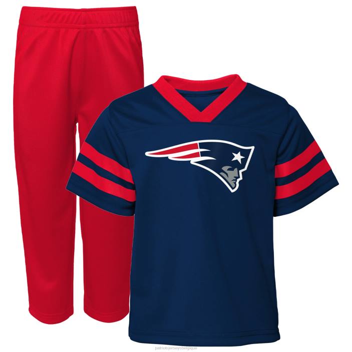 Patriots Jersey enfants Ensemble haut et pantalon en jersey à col en V bleu marine/rouge zone rouge pour tout-petits vêtements 864Z3060