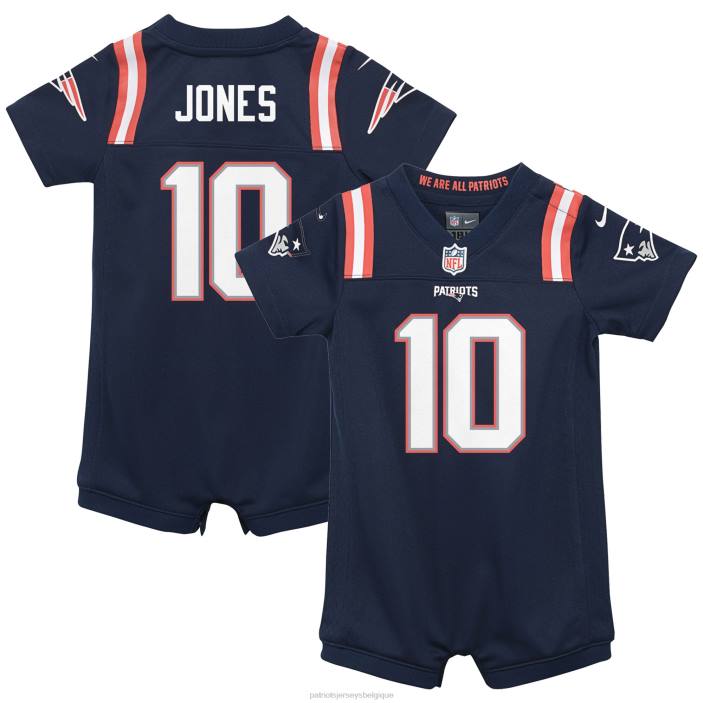 Patriots Jersey enfants maillot de barboteuse de jeu bleu marine mac jones pour nouveau-né et bébé vêtements 864Z3046