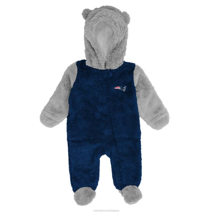Patriots Jersey enfants nouveau-né et nourrisson bleu marine/gris game nap teddy polaire bunting dormeuse entièrement zippée vêtements 864Z3065