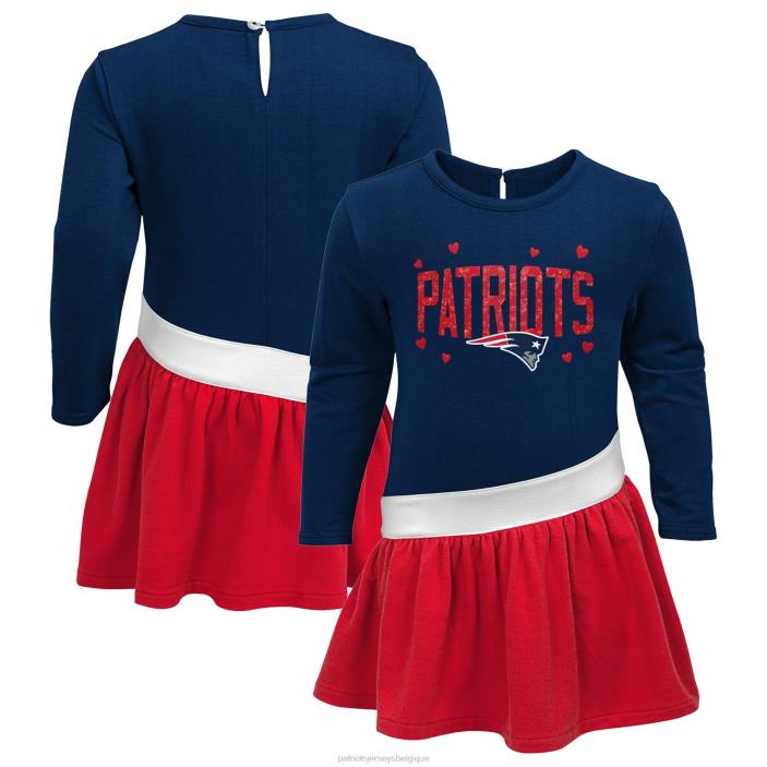 Patriots Jersey enfants robe tunique en jersey cœur à cœur bleu marine/rouge pour tout-petits filles vêtements 864Z2940