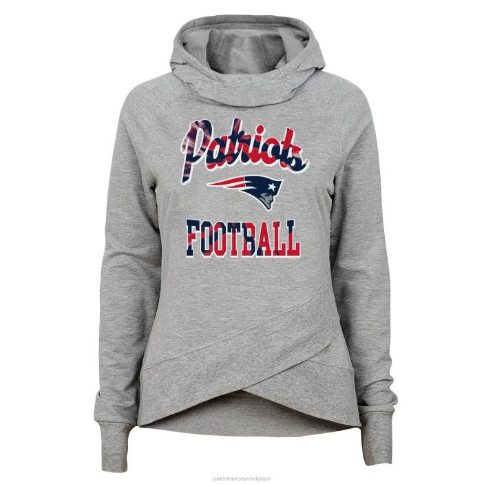 Patriots Jersey enfants chandail à capuchon gris chiné à enfiler pour fille vêtements 864Z3036