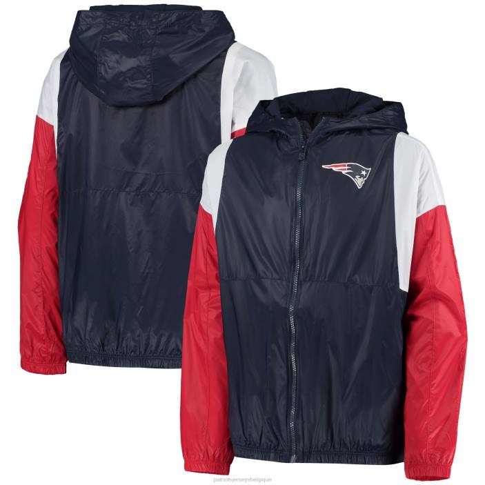 Patriots Jersey enfants coupe-vent zippé bleu marine deux hommes rush vêtements 864Z3040