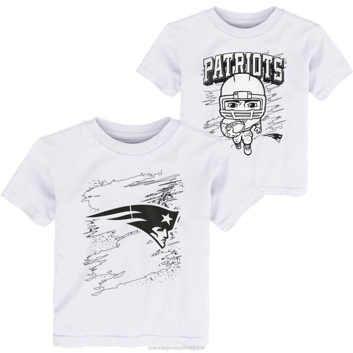 Patriots Jersey enfants ensemble de deux t-shirts blancs d'activités de coloriage pour tout-petits vêtements 864Z3139