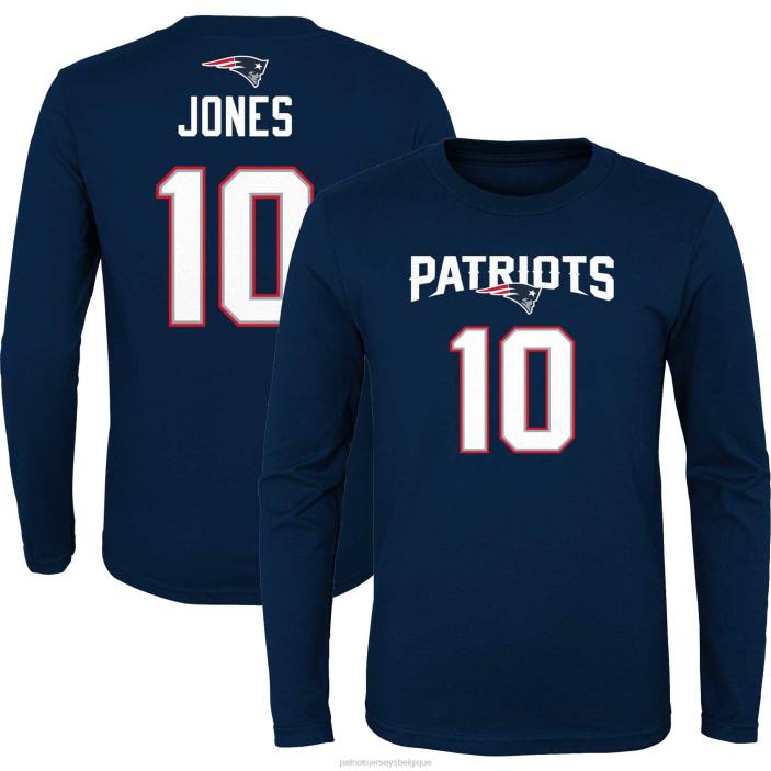 Patriots Jersey enfants mac jones marine mainliner nom et numéro du joueur t-shirt à manches longues vêtements 864Z3127
