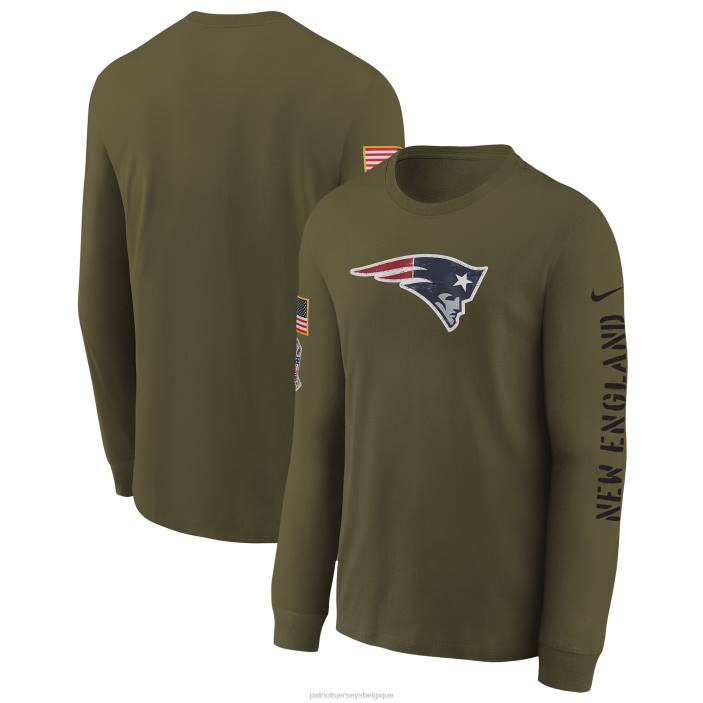 Patriots Jersey enfants nike olive 2022 salute to service team t-shirt à manches longues avec logo vêtements 864Z3108