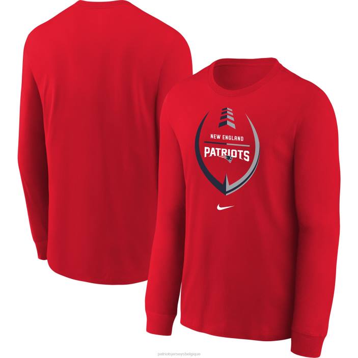 Patriots Jersey enfants préscolaire nike icône rouge football performance t-shirt à manches longues vêtements 864Z3136