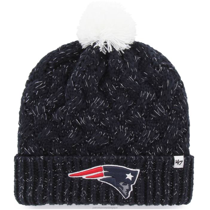 Patriots Jersey femmes 47 bleu marine fiona logo bonnet en tricot à revers avec pompon accessoires 864Z2315