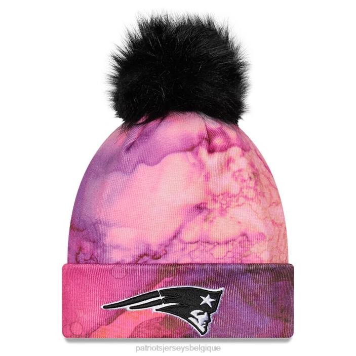 Patriots Jersey femmes bonnet en tricot à pompons 2022 nfl crucial catch rose/noir new era accessoires 864Z2310