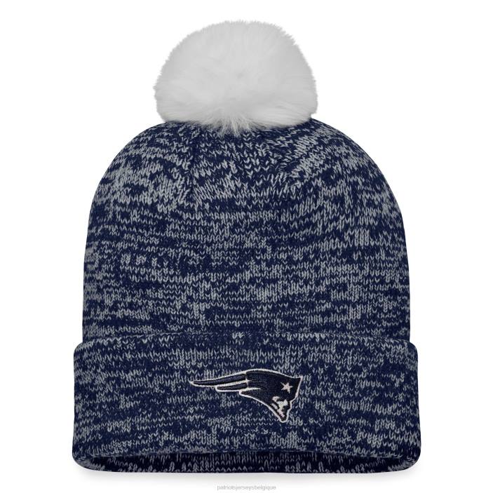 Patriots Jersey femmes bonnet en tricot à revers iconique bleu marine fanatics branded avec pompon accessoires 864Z2311