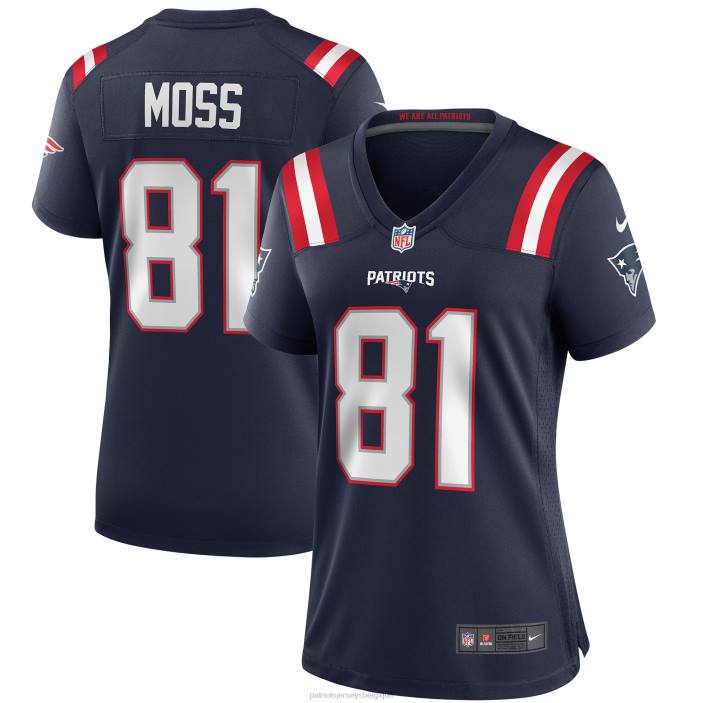 Patriots Jersey femmes Maillot Nike Randy Moss Marine Game joueur retraité vêtements 864Z1135
