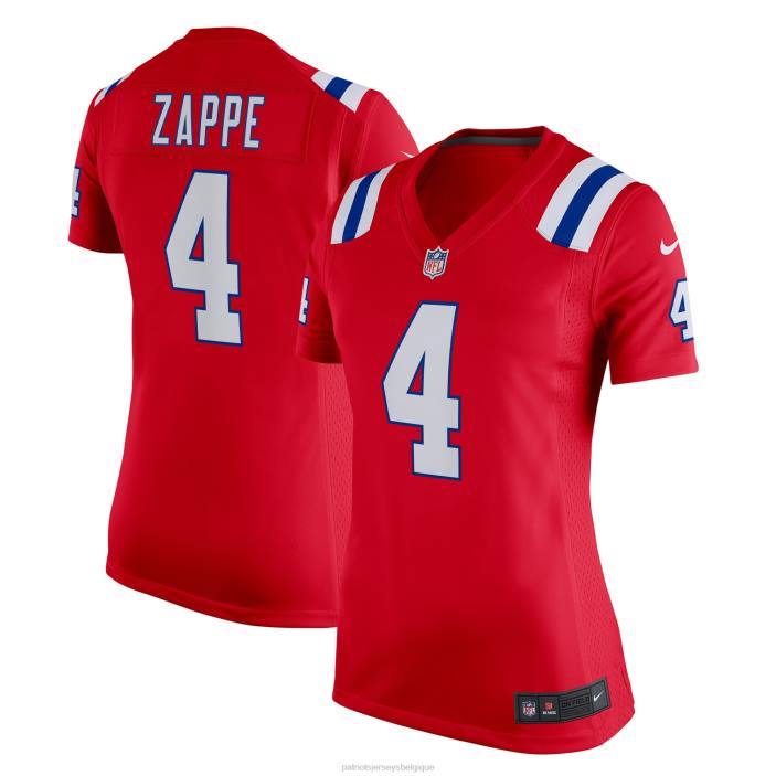 Patriots Jersey femmes nike bailey zappe maillot de joueur de jeu alternatif rouge vêtements 864Z1223