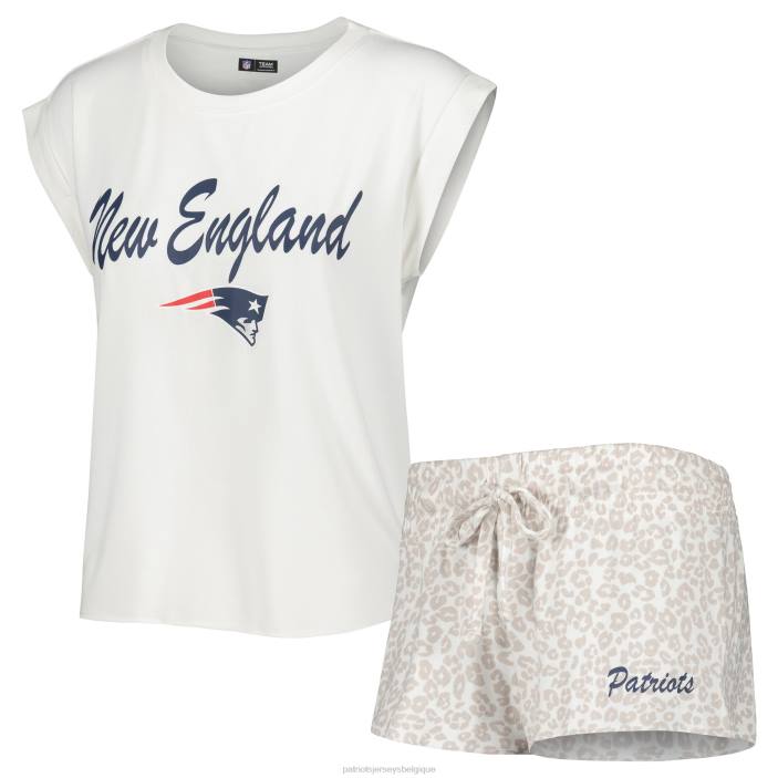 Patriots Jersey femmes concepts sport blanc/crème montana knit t-shirt & short sleep set vêtements 864Z2859