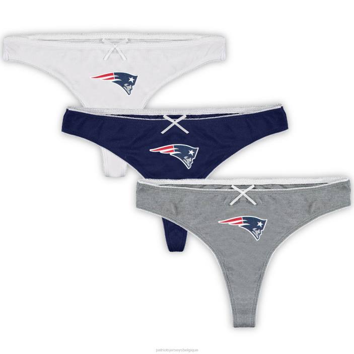 Patriots Jersey femmes concepts sport bleu marine/anthracite chiné/blanc lot de 3 strings Lodge vêtements 864Z2897