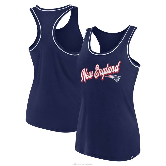 Patriots Jersey femmes débardeur bleu marine à dos nageur et encolure dégagée avec logo marque fanatics vêtements 864Z2657