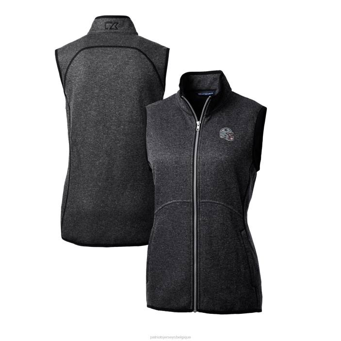 Patriots Jersey femmes cutter & buck anthracite casque logo pull de grand-voile en tricot gilet entièrement zippé vêtements 864Z847