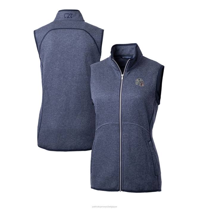 Patriots Jersey femmes cutter & buck bleu marine casque logo pull de grand-voile en tricot gilet entièrement zippé vêtements 864Z862