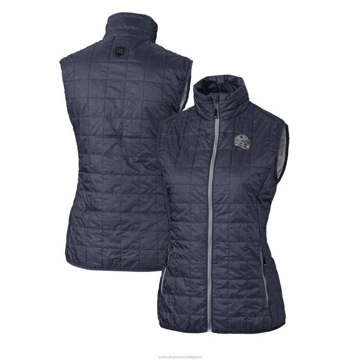 Patriots Jersey femmes cutter & buck bleu marine chiné casque logo rainier primaloft eco isolé gilet matelassé zip intégral vêtements 864Z865