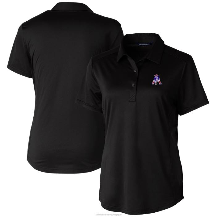 Patriots Jersey femmes Cutter & Buck - Polo noir extensible texturé avec logo rétro vêtements 864Z2597
