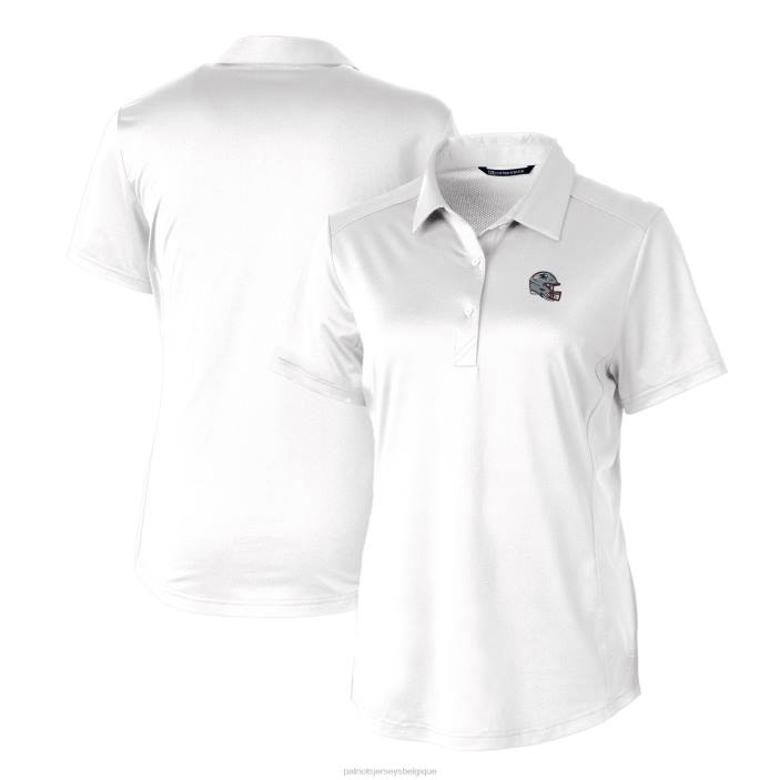 Patriots Jersey femmes Cutter & Buck blanc casque logo drytec prospect texturé polo stretch vêtements 864Z2527