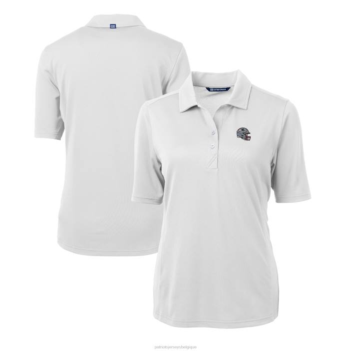 Patriots Jersey femmes Cutter & Buck blanc logo casque polo Drytec Vertu eco pique recyclé vêtements 864Z2526