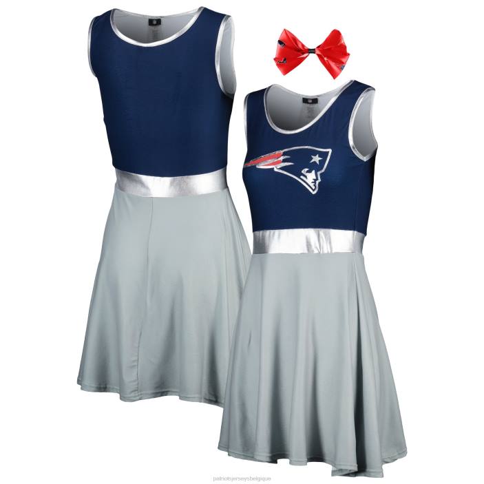 Patriots Jersey femmes ensemble de robe de costume de jour de match bleu marine / gris vêtements 864Z2223