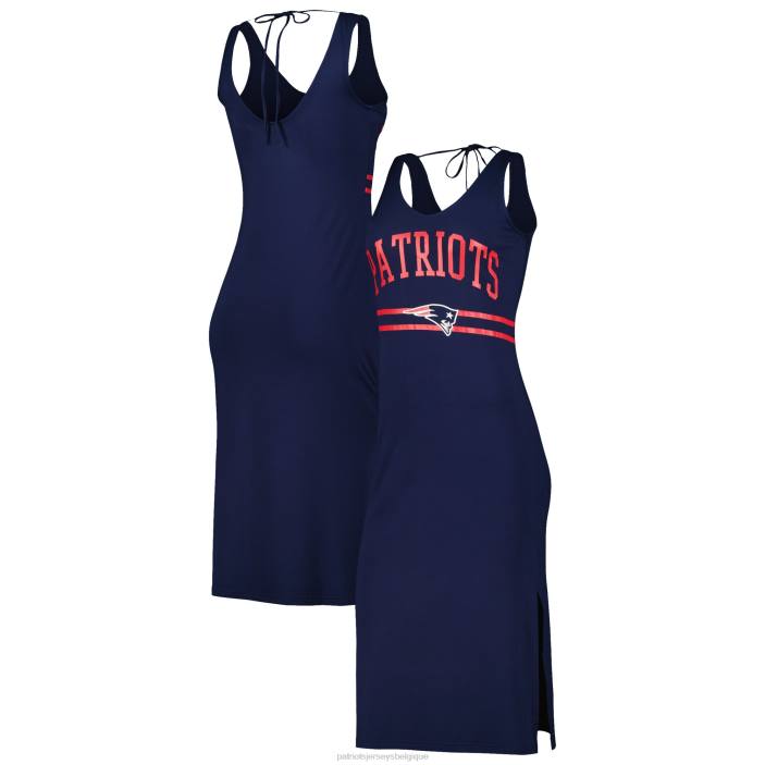 Patriots Jersey femmes g-iii 4her by carl banks - Robe longue bleu marine à encolure en V vêtements 864Z2219