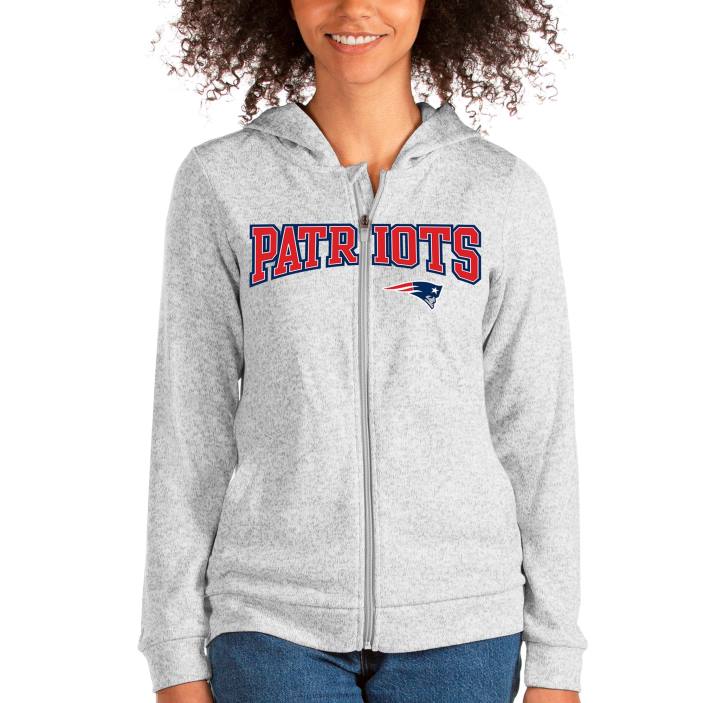 Patriots Jersey femmes antigua gris chiné wordmark absolu sweat à capuche entièrement zippé vêtements 864Z2421