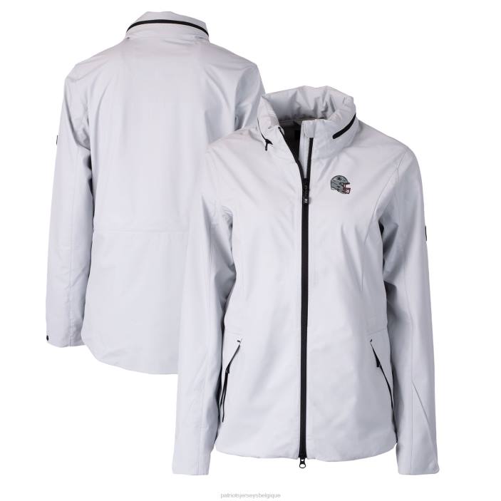 Patriots Jersey femmes Cutter & Buck gris casque logo vapeur hydrofuge stretch veste de pluie entièrement zippée vêtements 864Z872