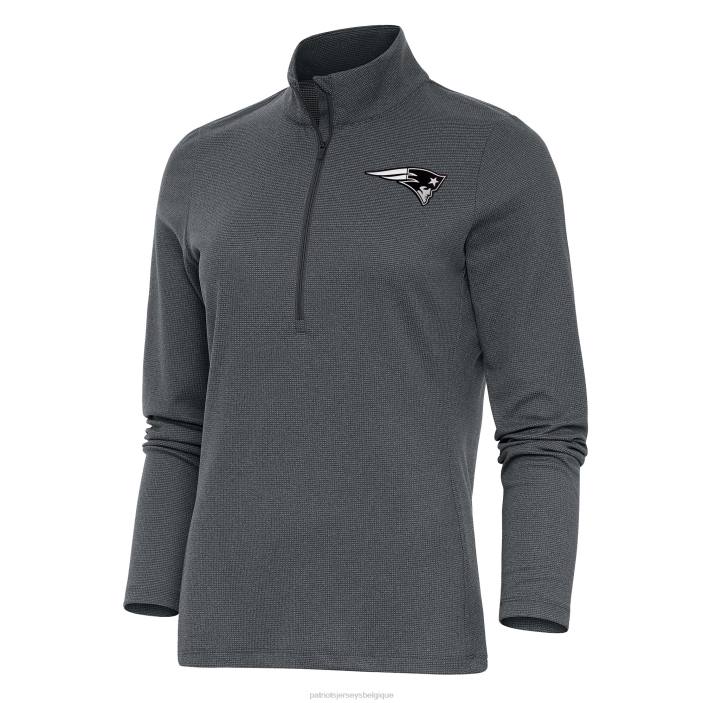 Patriots Jersey femmes antigua heather anthracite métallisé logo épique haut à enfiler zippé vêtements 864Z994