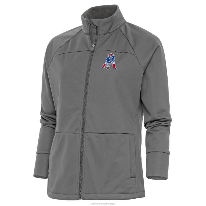 Patriots Jersey femmes antigua steel throwback logo liens veste de golf entièrement zippée vêtements 864Z1001