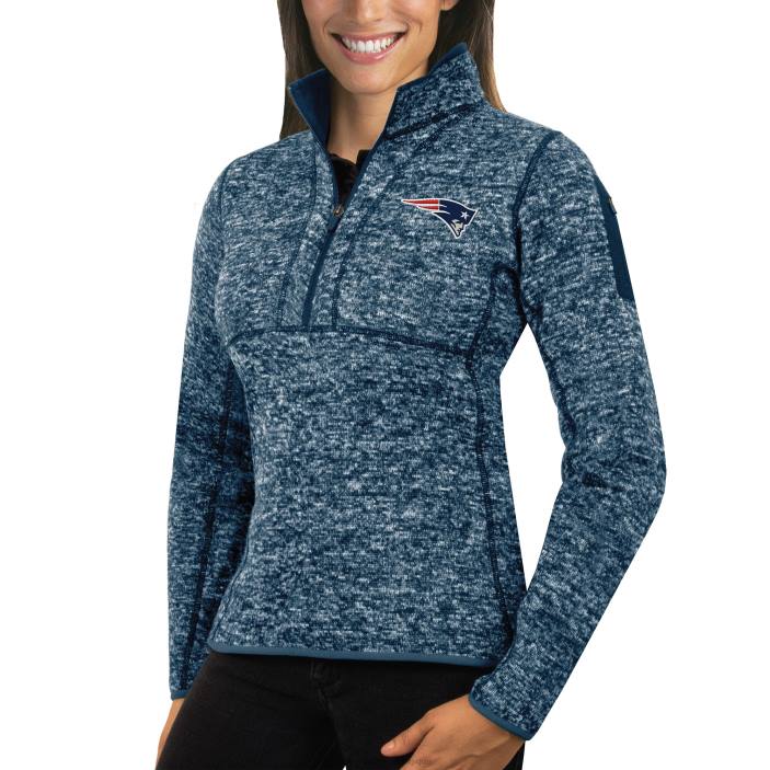 Patriots Jersey femmes chandail à demi-zip fortune antigua bleu marine chiné vêtements 864Z963