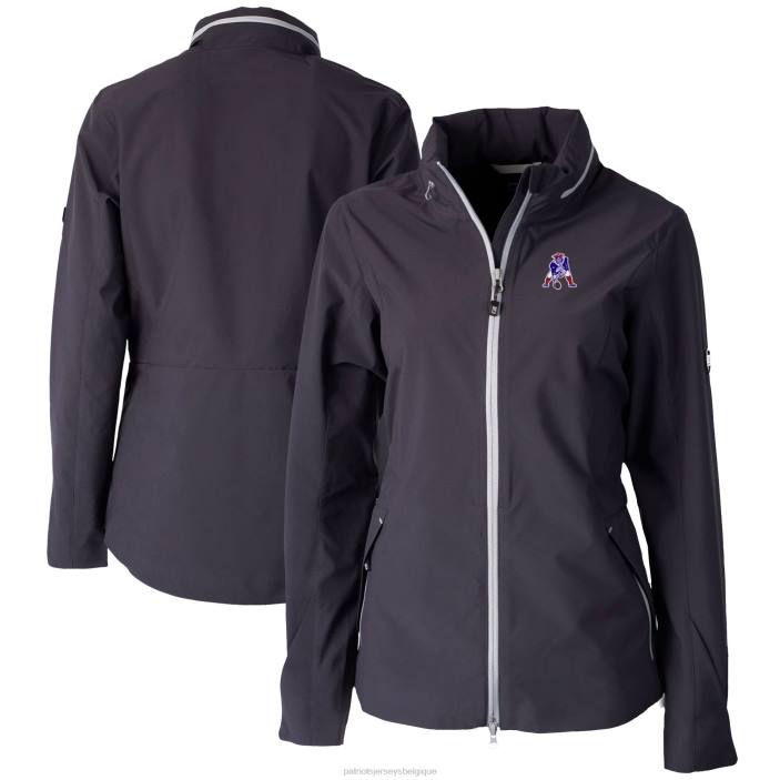 Patriots Jersey femmes coupe-vent et buck veste de pluie noire à fermeture éclair intégrale avec logo rétro vêtements 864Z1099