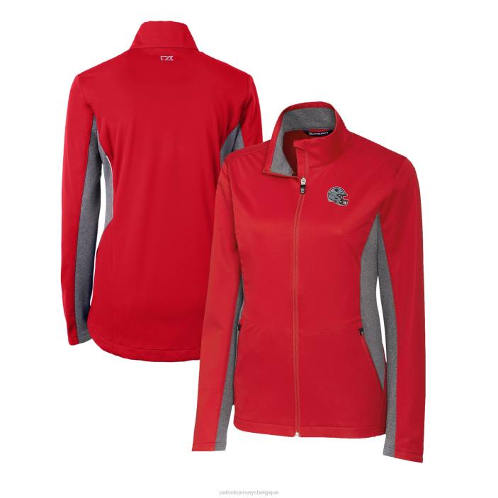 Patriots Jersey femmes coupeur & buck rouge casque logo naviguer veste softshell entièrement zippée vêtements 864Z891