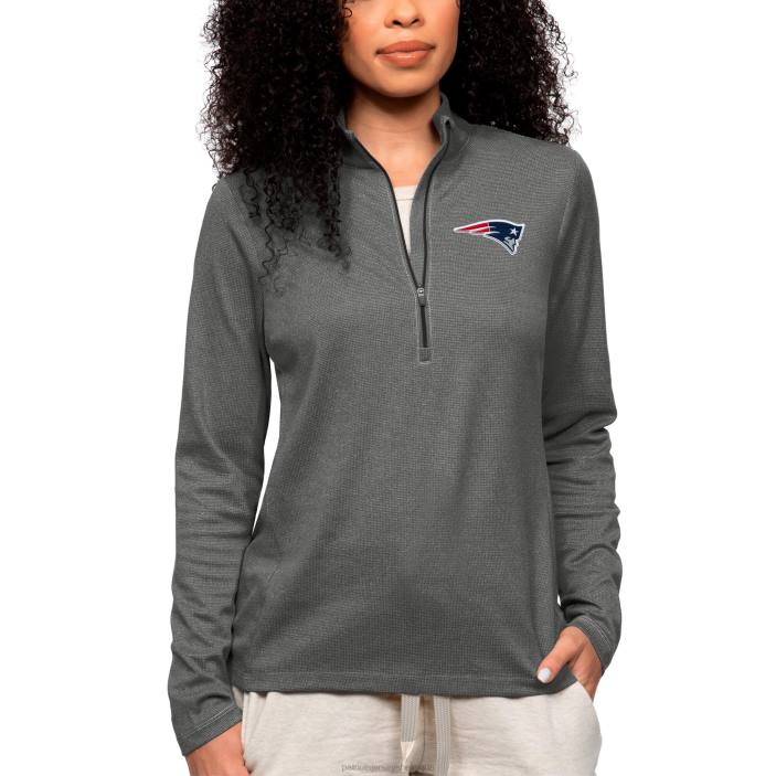 Patriots Jersey femmes haut antigua anthracite chiné épique à quart de zip vêtements 864Z1004