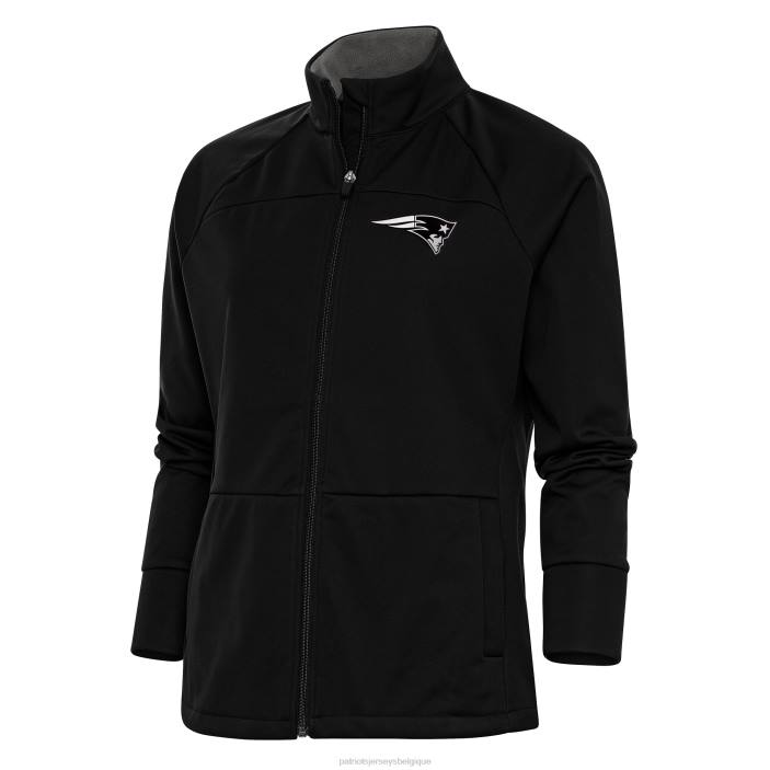 Patriots Jersey femmes veste de golf entièrement zippée antigua noire à logo métallisé vêtements 864Z1050