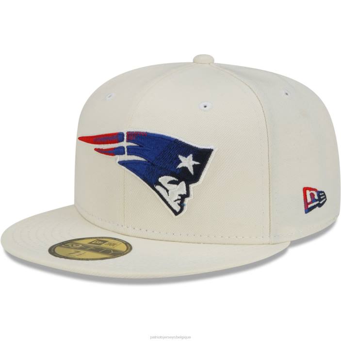 Patriots Jersey Hommes casquette ajustée new era dim 59fifty couleur crème chrome accessoires 864Z207