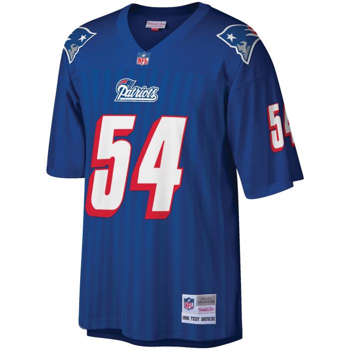 Patriots Jersey Hommes Mitchell & Ness Tedy Bruschi Royal Big & Tall 1996 maillot de joueur à la retraite réplique vêtements 864Z2083