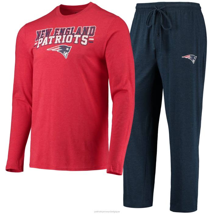 Patriots Jersey Hommes concepts sport mètre bleu marine/rouge t-shirt et pantalon à manches longues ensemble de nuit vêtements 864Z1746