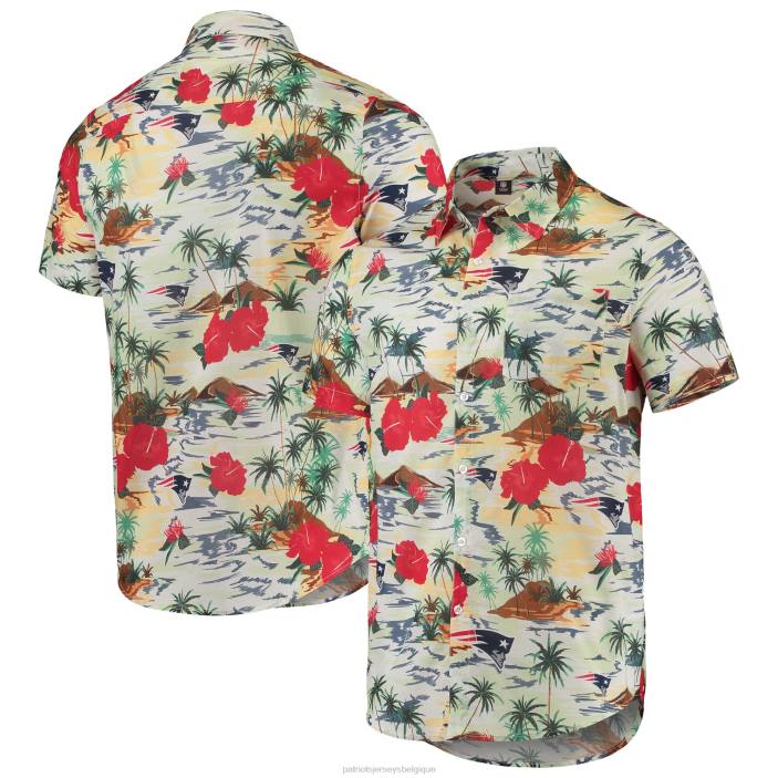 Patriots Jersey Hommes chemise boutonnée à fleurs crème paradis foco vêtements 864Z1632