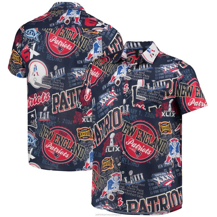 Patriots Jersey Hommes chemise boutonnée thématique marine foco vêtements 864Z1667