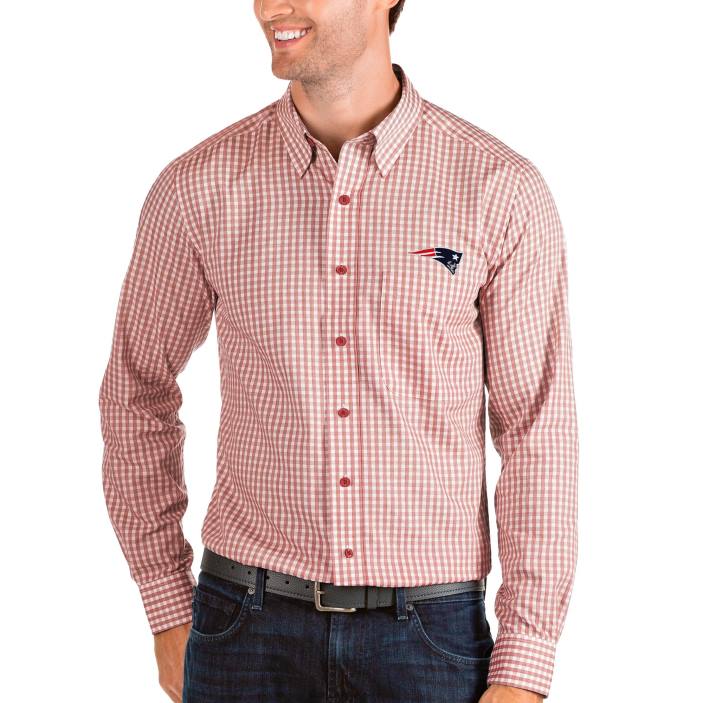 Patriots Jersey Hommes chemise boutonnée tissée à manches longues rouge antigua/blanc vêtements 864Z1683