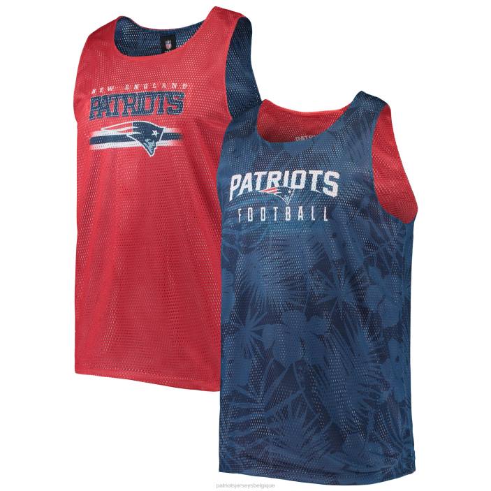 Patriots Jersey Hommes débardeur foco bleu marine en résille réversible à fleurs vêtements 864Z2026