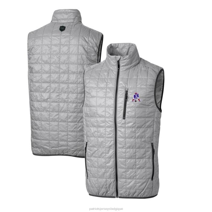 Patriots Jersey Hommes cutter & buck logo rétro gris big & tall rainier primaloft eco isolé gilet matelassé zip intégral vêtements 864Z2118